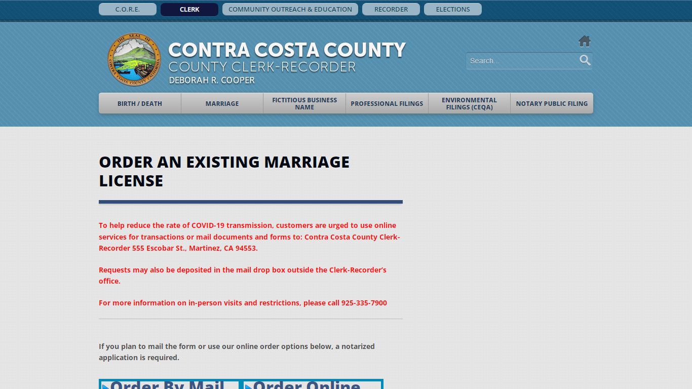 Contra Costa County, CA Clerk Recorder